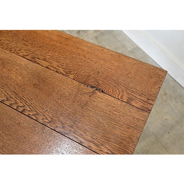 Wood French 19th Century Oak Refectory Style Bistro Table For Sale - Image 7 of 10