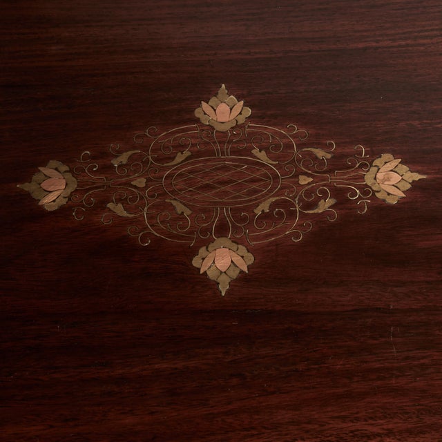 Vintage Pair of Anglo Indian Campaign Style Inlaid Rosewood Stands For Sale - Image 13 of 16