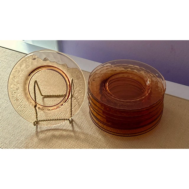 Set of TEN (10) Vintage Mid Century amber glass plates. Measuring 6 1/4" in diameter, these plates are the perfect size...