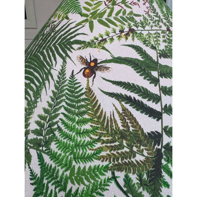 Vintage Tall Plaster Columnar Woodland Lamp With Ferns and Bees Shade For Sale - Image 4 of 11