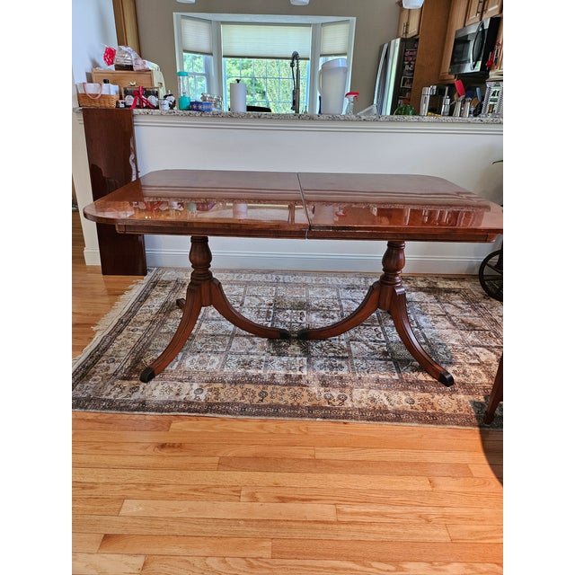 Drexel Furniture New Hampton Court Collection Solid Mahogany Traditional Style 62" Double Pedestal Dining Table 4011-4S....