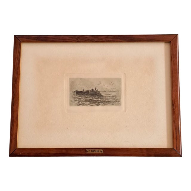 T. Campuzano Y Aguirre, with the Nets, 1894, Engraving, Framed For Sale