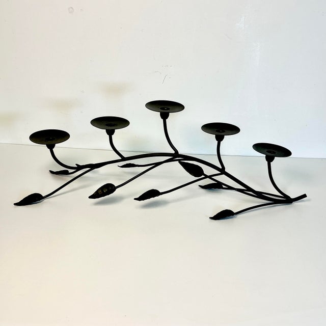 Art Nouveau 1980s Vintage Italian Brutalist Giacometti Style Tabletop Candelabra - 5 Taper Cups. For Sale - Image 3 of 12