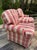 A Pair of Custom Pink Plaid Pleated Skirt Lounge Chairs With Rolled Arms For Sale - Image 15 of 18