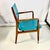 Mid-Century Modern Mid-Century Modern Boho Chic Contemporary Turquiose Vinyl and Teak Wood Arm Side Chair For Sale - Image 3 of 8
