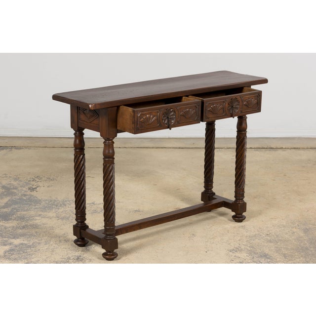 Early 20th Century Spanish Walnut Console Table With Barley Twist Legs For Sale - Image 14 of 18