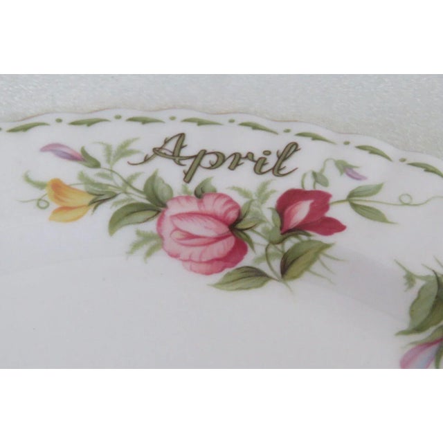 Traditional Royal Albert Bone China April Sweet Pea Flowers Saucer and Plate Set For Sale - Image 3 of 7