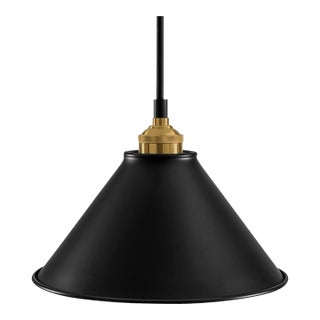 Satin Black With Brushed Brass Feature Pendants For Sale