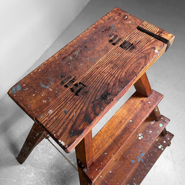 Wood Japanese Minimalist Decorative Wooden Step Ladder, 1950s For Sale - Image 7 of 18