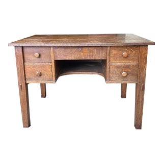 L. & J. G. Stickley Style Mission Oak Knee Hole Writing Desk For Sale