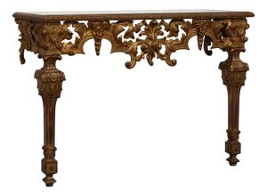 Italian Baroque Style Gilded and Carved Wall Console, 1950s