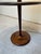 Wood 1950s Mid-Century Modern Walnut Floor Lamp With Circular Tabletop and Original Linen Shade For Sale - Image 7 of 10