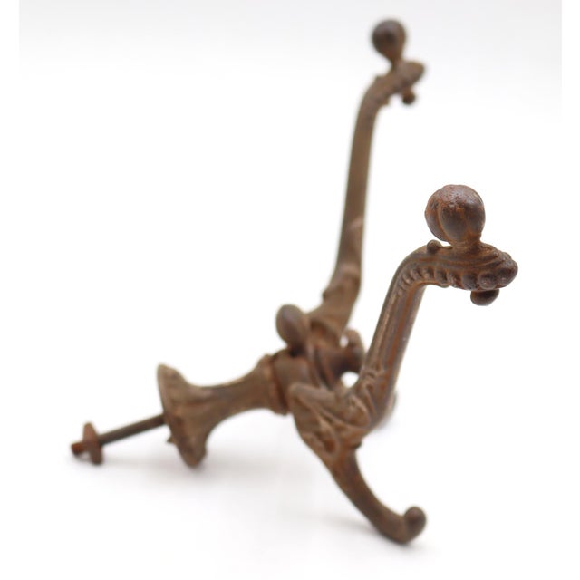 Metal Pair of Antique Victorian Cast Iron Hall Tree Hooks For Sale - Image 7 of 7