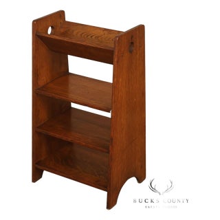 Antique Arts And Crafts Book Trough Magazine Stand For Sale