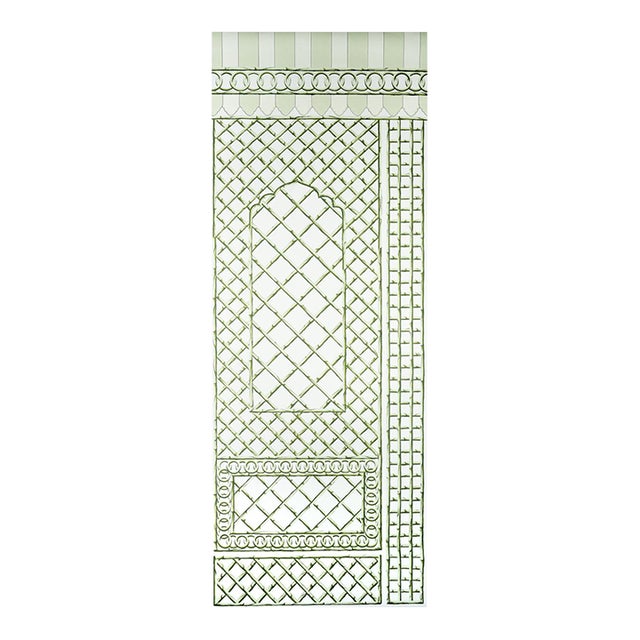 Sample - Schumacher x Marie-Anne Oudejans Bamboo Trellis Panel B in Green For Sale