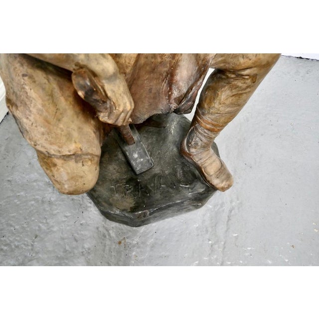 Large Plaster Figurine of the Seated Blacksmith, 1920s For Sale - Image 4 of 13