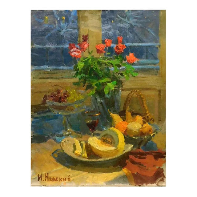 "Untitled 2004" Igor Nevsky Original Abstract Still Life Oil Painting on Canvas For Sale