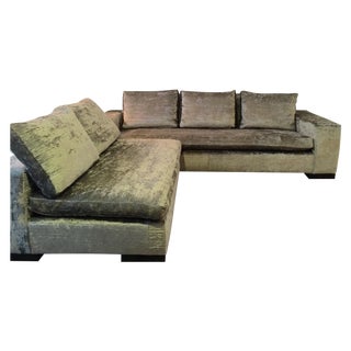 Gray Velvet Mid-Century Sectional For Sale