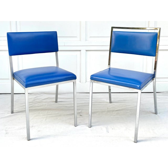Vintage Bright Blue and Steel Modern Chair For Sale - Image 10 of 12