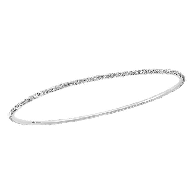 Tesora Contemporary Yellow and White 18 Karat Gold and Diamond Bangle Bracelet For Sale