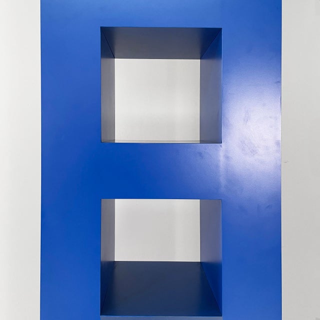 1980s Italian Modern Blue Wood Bookcase by Aldo Cibic, 1980s For Sale - Image 5 of 15