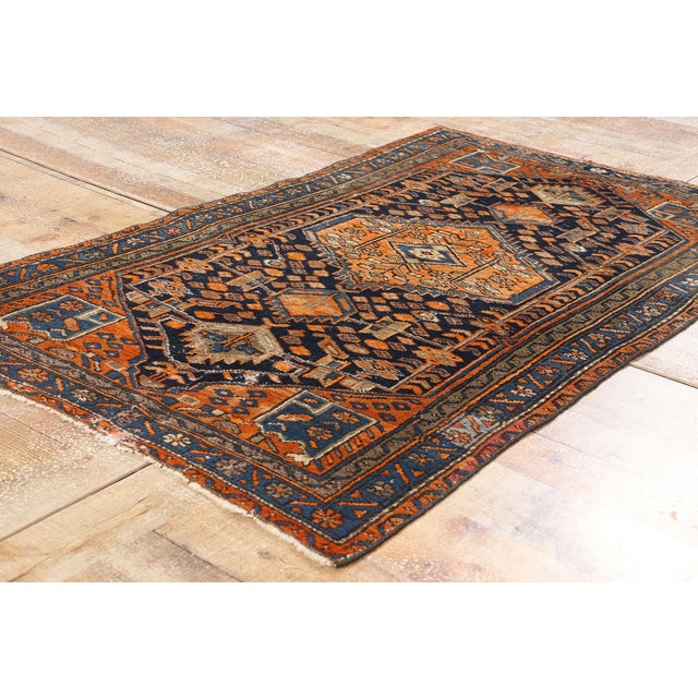 Navy Blue Late 19th Century Antique Persian Malayer Rug - 03'02 X 05'00 For Sale - Image 8 of 10