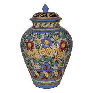 Vintage Italian Ceramic Lidded Vase, 1970s For Sale