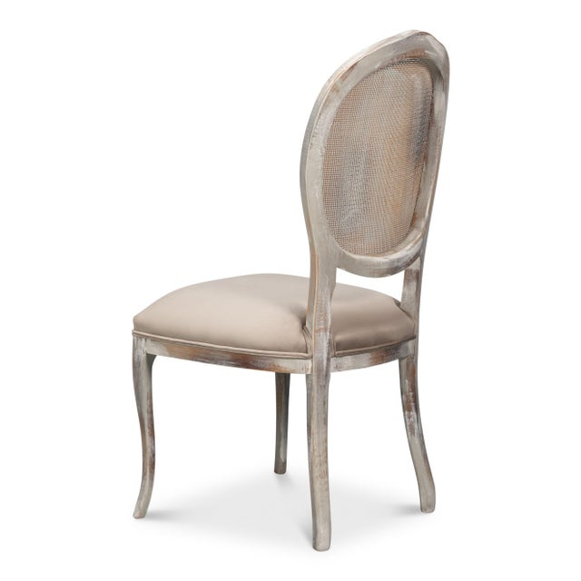 Art Deco Louis XV Cane Back Dining Chairs in Gray with Taupe Seats, Sets of 2 For Sale - Image 3 of 11