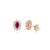 Metal Vintage Ruby & Diamond Halo Cluster Stud Earrings in 14k Yellow Gold- 2 Pieces For Sale - Image 7 of 14