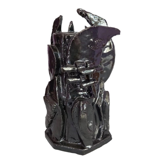 Contemporary Cubist Ceramic Sculpture Vase by Diane Grant For Sale
