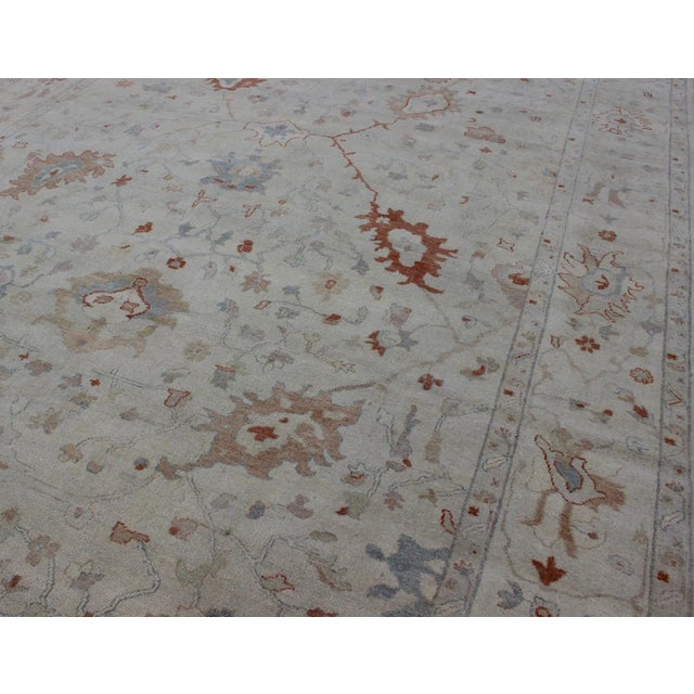 Modern Oushak Rug With All-Over Floral Design in Wool by Keivan Woven Arts For Sale - Image 4 of 12