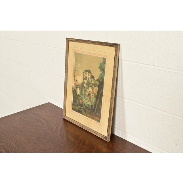 Rustic European Antique Venice Italy Signed Lithograph by Claude Duval, Circa 1900 For Sale - Image 3 of 12