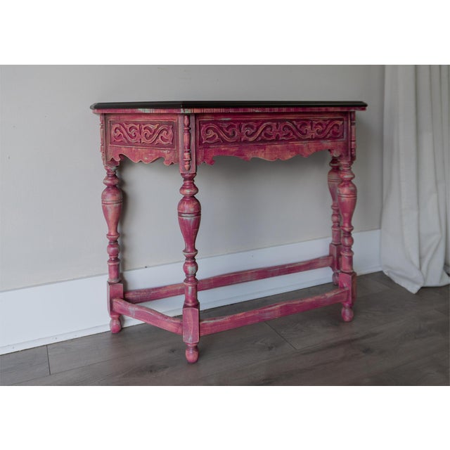 Antique Console Table With Ornate Carved Details For Sale - Image 9 of 16