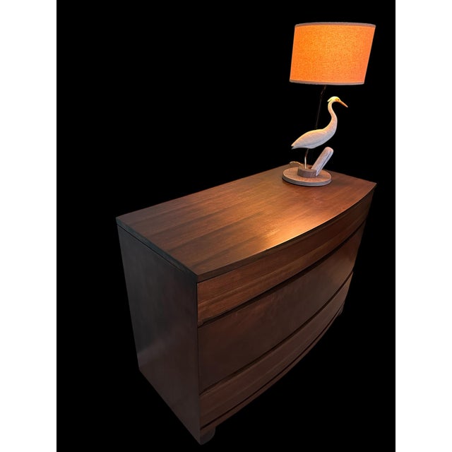 Art Deco three drawer curved, bow front chest or lowboy dresser has been professionally restored. Drawers have been...