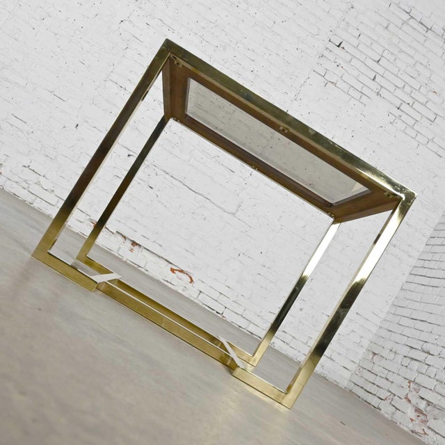 Modern End Table Brass Plated Dark Wood & Smoked Glass Rectangle by Thomasville Furniture Style of Milo Baughman For Sale - Image 15 of 15
