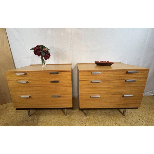 A fantastic pair of mid century modern teak chests of drawers by the renowned british furniture maker stag, dating from...