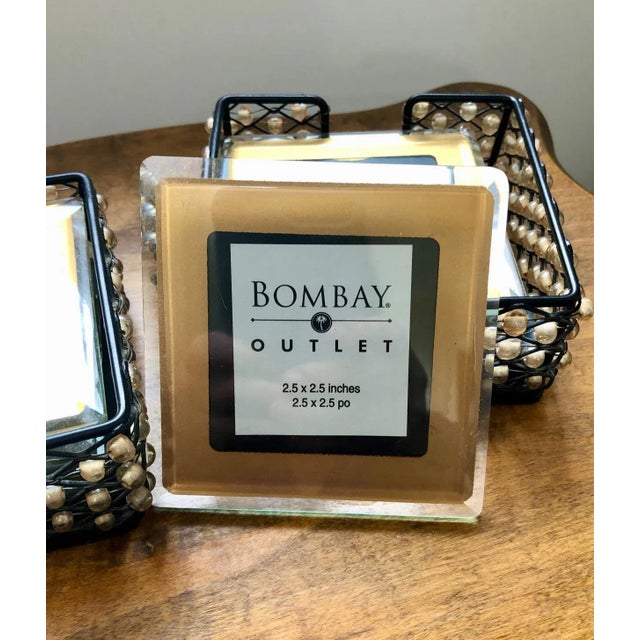 Late 20th Century Vintage Glass Bead Bombay Picture Frame Coaster Set - 5 Pieces For Sale - Image 5 of 10