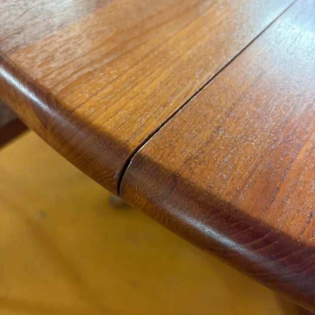 Danish Modern Solid Teak Dining Table With Leaf For Sale - Image 9 of 9