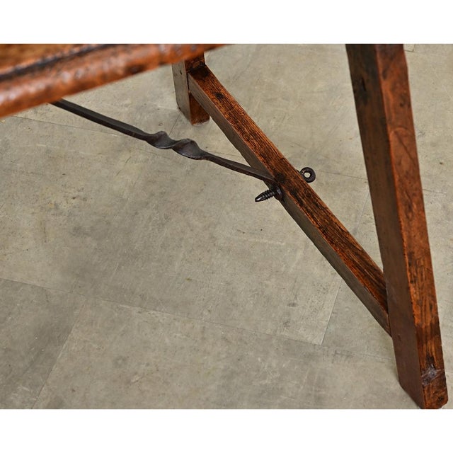 Spanish 18th Century Single Plank Top Walnut & Iron Table For Sale - Image 11 of 12