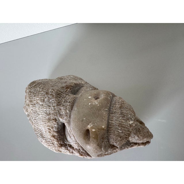 Stone 1980s Vintage Hand Carved Marble Abstract Monkey Face Sculpture For Sale - Image 7 of 12