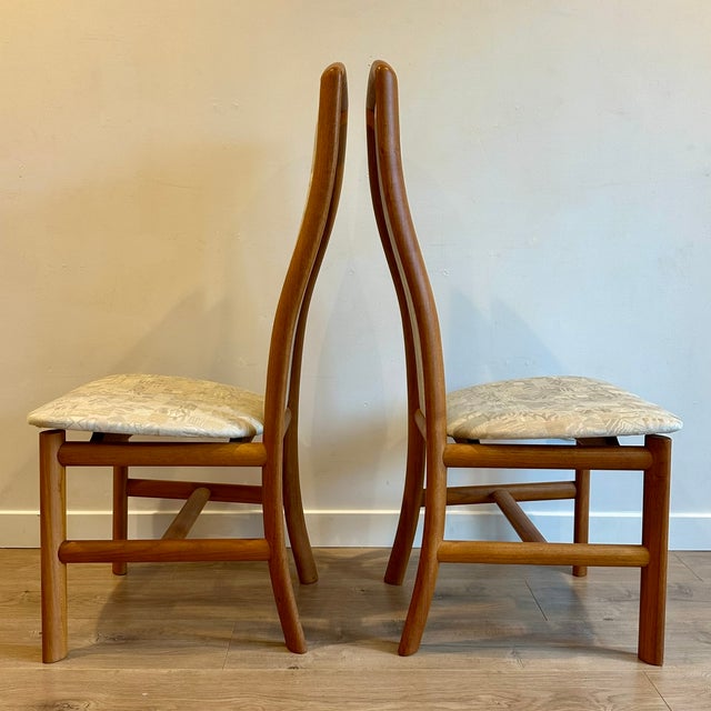 1990s Vintage Danish Modern Solid Teak High Back Dining Chairs by Skovby For Sale - Image 5 of 12