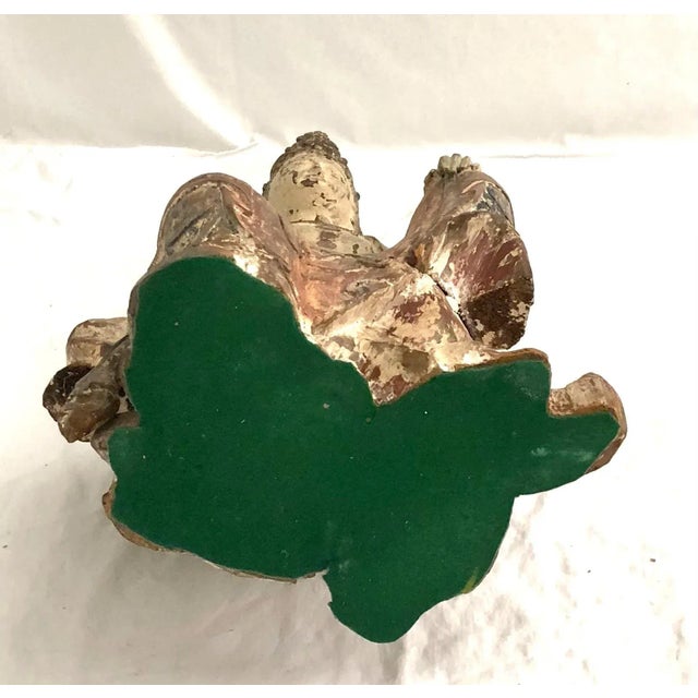 Terra Cotta 1950s Carved Chinese Seated Guanyin Figure With Old Painted Finish For Sale - Image 8 of 8