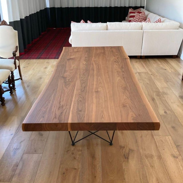 Modern Cattelan Italia Solid Wood Dining Table With Modern Metal Base For Sale - Image 3 of 4
