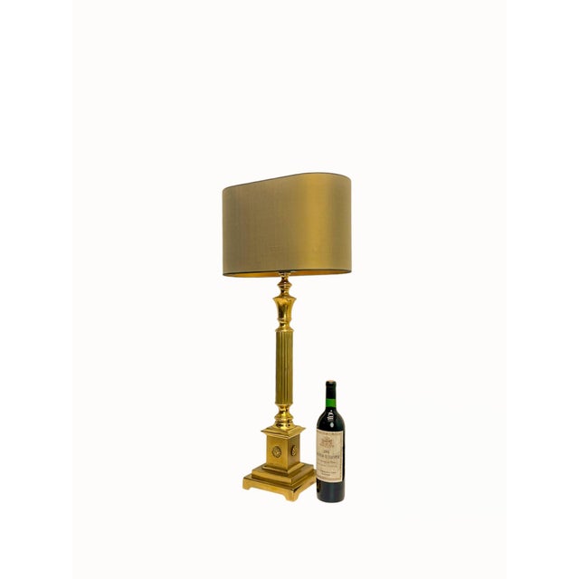 Vintage French Architectural Brass Table Lamp, 1960s For Sale - Image 4 of 8
