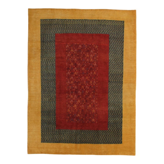 Vintage Hand-Knotted Persian Gabbeh Rug 6'1" X 8'2" For Sale