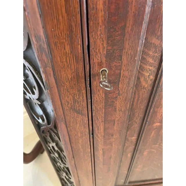 Wood Antique Oak Inlaid Hanging Corner Cabinet For Sale - Image 7 of 15