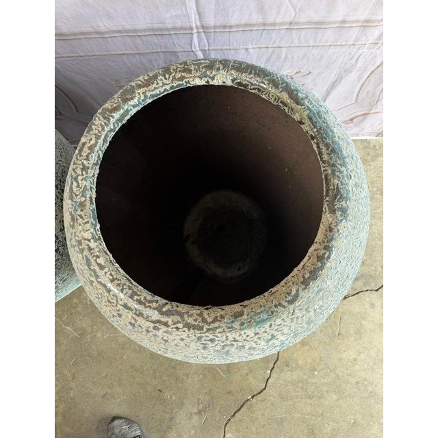 Large Rustic Textured Terracotta Amphora Vessels – Pair of Aged Mediterranean For Sale - Image 12 of 12