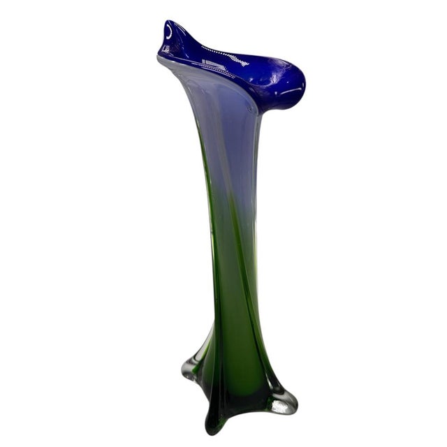 Blue and Green Murano Glass Flower Vase, Italy, 1960s, in Flawless conditions. Designed 1960 to 1969