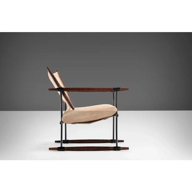 Mid-Century Modern Stokke Lounge Chair by Jens H. Quistgaard for Nissen Langaa Restored in Suede Leather on a Rosewood Frame, Denmark For Sale - Image 3 of 10