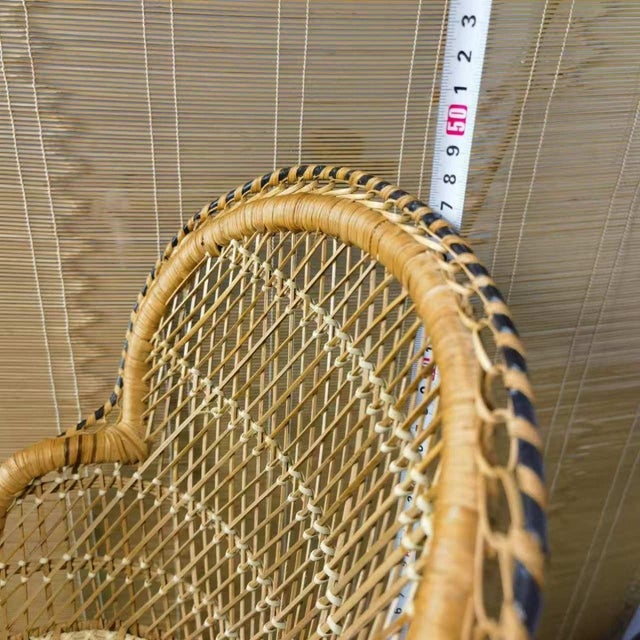Japanese Vintage Japanese Hand-Woven Bamboo Peacock Chair Stand - Wabi Sabi Rattan Display Riser For Sale - Image 3 of 10